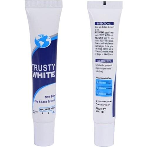 New Arrivals NET0.7 FL OZ(20ML) Trusty White Wig Glue Soft Bond Poly & Lace Systems Professional Use Only Hair System Adhesives