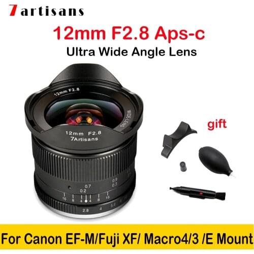 7artisans 12mm F2.8 Camera Lens Ultra Wide Angle Manual Focus Prime Fixed Lens APS-C for Canon EOS-M Mount/E Mount/Fuji FX/M4/3