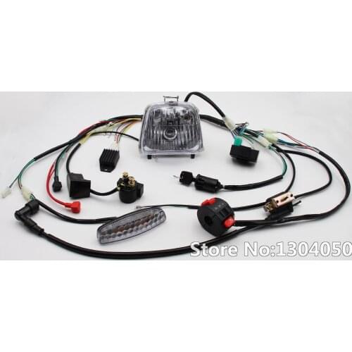 Full WIRING HARNESS CDI Coil Regulator Key Solenoid Lights 50cc 110cc 125cc ATV Quad Bike NEW