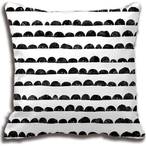 Custom Modern black and white stripes scallop pattern throw pillow Decorative Cushion Cover Pillow Case Customize Gift By Lvsure