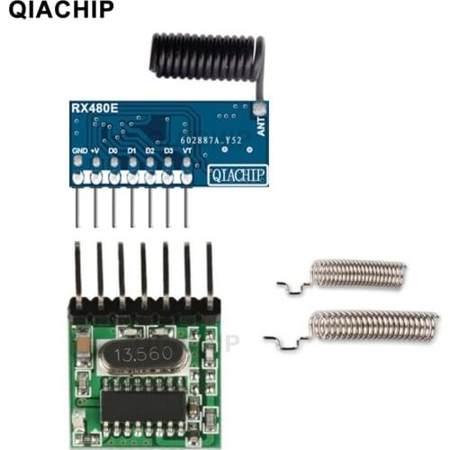 QIACHIP 433mhz Wireless 4 Channel Decoding Receiver Output Module +Wide Voltage Coding Transmitter For 433 Mhz Remote Controls