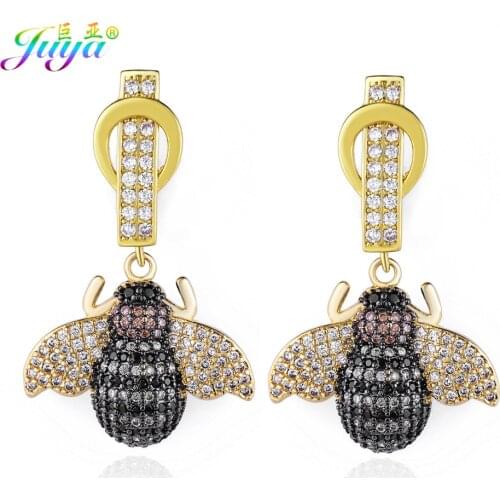Colorful Cubic Zirconia Jewelry Earrings Gold Hardworking Bees Dangle Earrings For Women Girls Teachers' Day Gift Party Jewelry