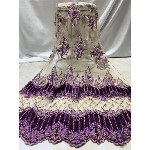 BZL-7.1204 fashionable tulle embroidery french net lace fabric with plenty stones for party dress