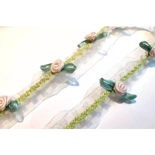 1 Yards Chiffon Bow Woven Rococo Ribbon Trim on Chiffon Ribbon|Decorative Floral Ribbon|Scrapbook Materials|Clothing|Decor|Craft