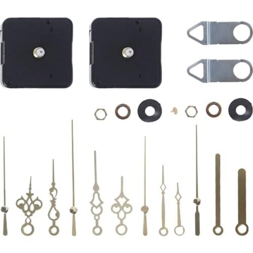 2 Pieces High Torque Long Shaft Wall Clock Movement Mechanism with 4 Clock Hands