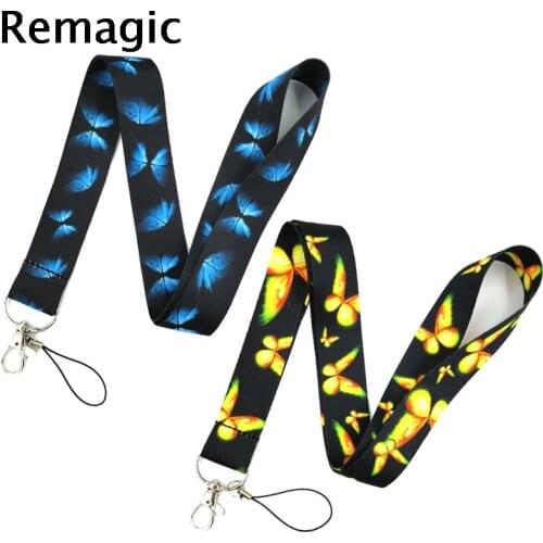 20pcs Yellow Monarch Butterfly Lanyard for Key Phone Cool Neck Strap Lanyard for Camera Whistle ID Badge Cute webbing ribbon