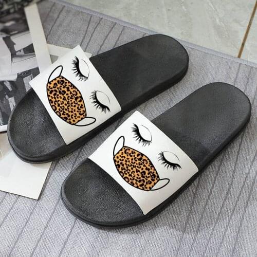 2021 Hot Summer slippers fashion Leopard mask Print Beach Slide Sandals Flip Flops Comfort women slippers Harajuku Female shoes