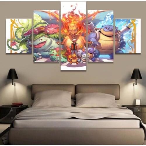 5 Full piece Diamond Painting Pokemon cartoon Wall Art Picture for Home decor,3d diamond embroidery mosaic cross-stitch crafts