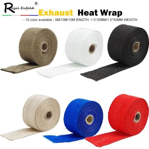 50mm*1.5mm*5M 5M Motorcycle Auto Exhaust Thermal Tape Header Heat Wrap Manifold Insulation Roll Resistant with 4 Stainless Ties
