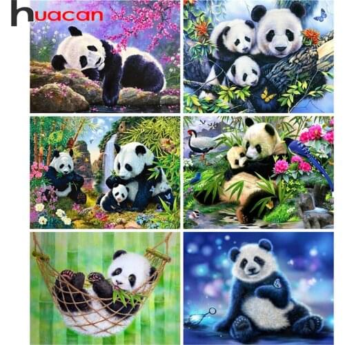 Huacan Diamond Mosaic Embroidery Panda Paintings For Interior 5D DIY Diamond Painting Kit Animals Gift Decoration For Home