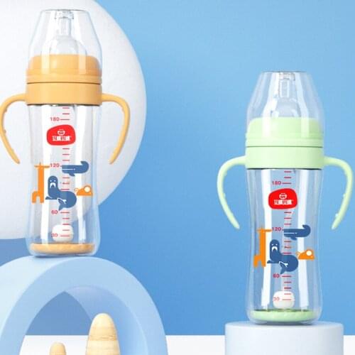 Amboch Baby Water Bottle with Straw 220ML Baby Sippy Cup Infant Feeding Bottle with Handle Drinking Bottle Training Cup