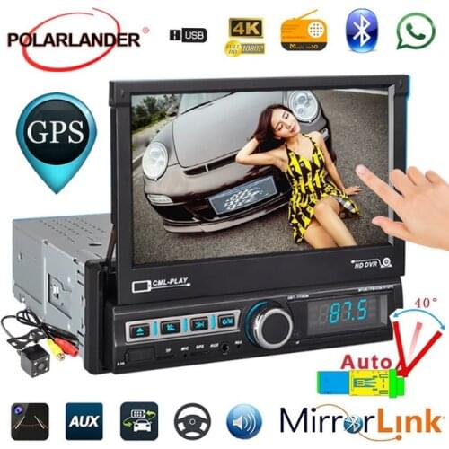 1din Car Radio with GPS Navi MP5 Player FM/AUX/DVR Bluetooth Mirror Link Auto-retractable Radio Car Autoradio Video Hands-free