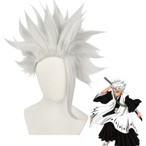 BLEACH Hitsugaya Toushirou Silver Grey Short Wig Cosplay Costume Heat Resistant Synthetic Hair Men Women Party Wigs