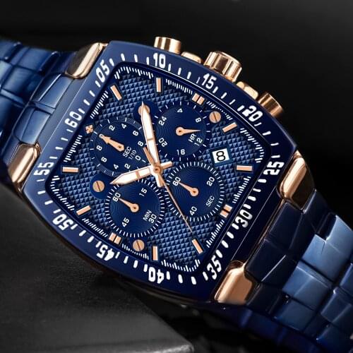WWOOR New Watch Mens Luxury Square Big Dial Men Watch Waterproof Sports Military Chronograph Quartz Wristwatch Relogio Masculino