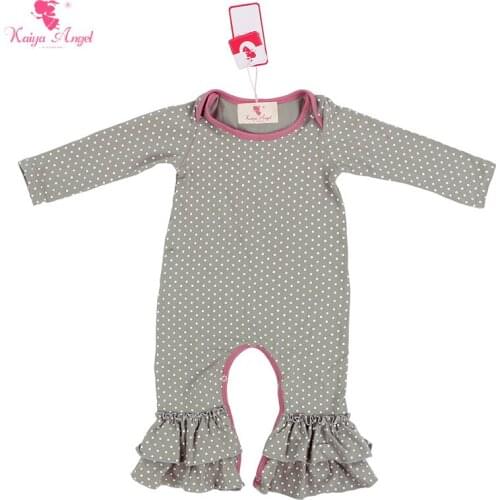 Kaiya Angel Baby Winter Rompers Gary Cotton Long Sleeve Dot Rompers Baby Girl Jumpsuit Grey Baby Romper Clothes 0-24M