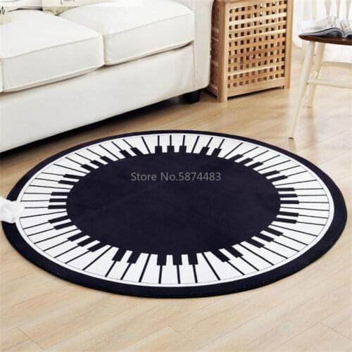Childrens Play Crawling Rug Round Piano Keyboard Flannel Floor Mats Carpet Area Rug Mat Anti-slip Chair Rugs for Living Room