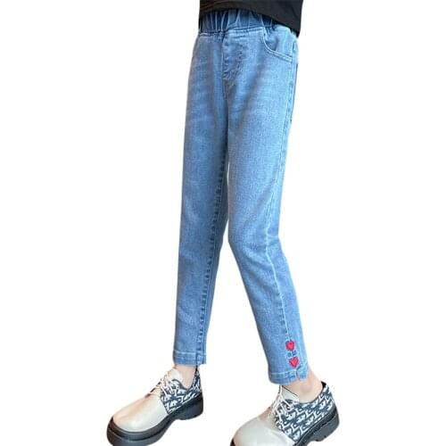 Jeans For Girl Heart Pattern Kids Jeans Girls High Quality Kids Jeans Spring Autumn Clothes For Girls 6 8 10 12 14