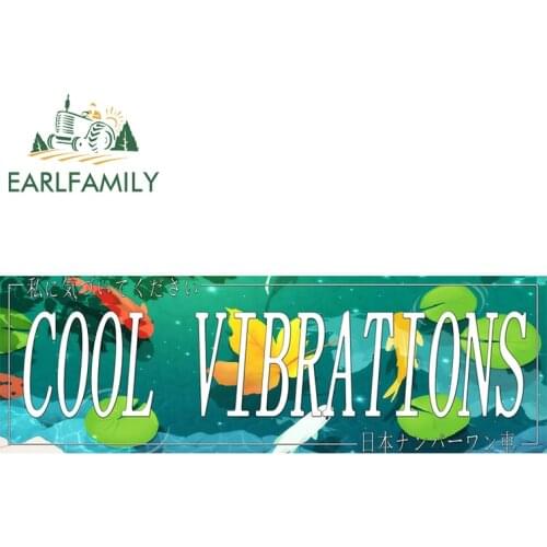 EARLFAMILY 13cm x 4.4cm for Cool Vibrations Surfboard Car Sticker Personality Motorcycle Decal Scratch-Proof Car Door Protector