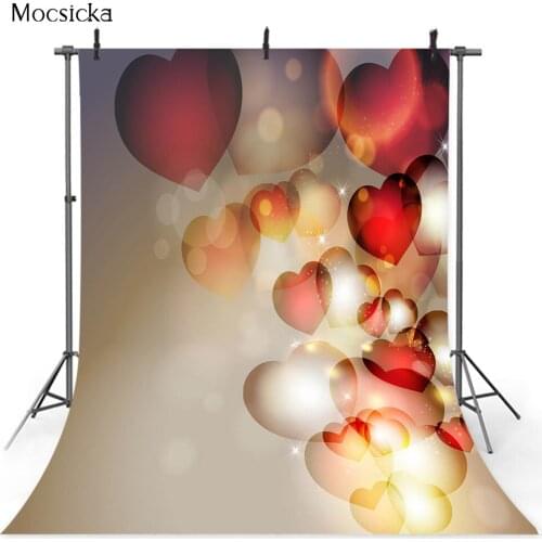 Valentines Day Bokeh Love Heart Backdrop for Photography Studio Glitter Heart Kids Portrait Background for Photo Studio Props