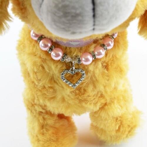 1pc Cute Pet Puppy Dog Cat Pearl Jewelry Decorative Collar Dog Necklace Love Pendant For Small Dogs Dog Accessories Pet Supplies