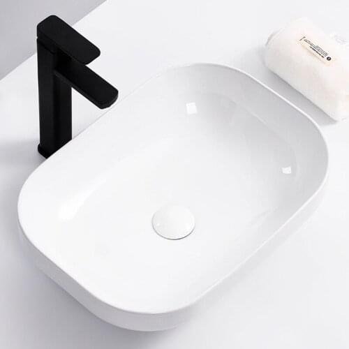 White Above Counter Basin Side Water Ceramic Wash Basin Balcony Basin Home Creative Wash Basin