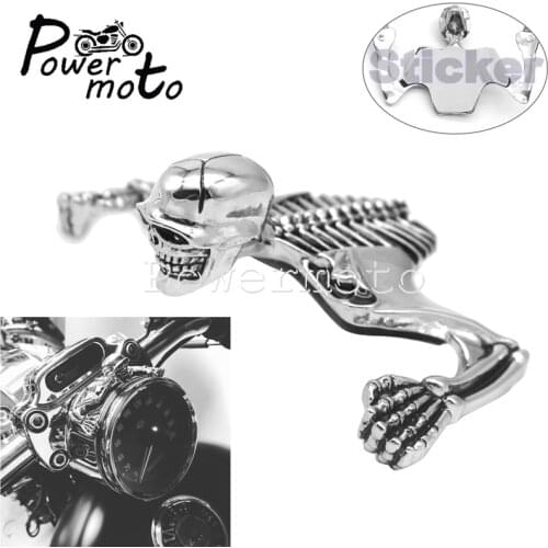 Visor Headlight Skeleton Decorative Figure Curved Fender Trim Skull Ornament For Harley Chopper Cafe Racer 7" 4.5" 5.75" Lamp