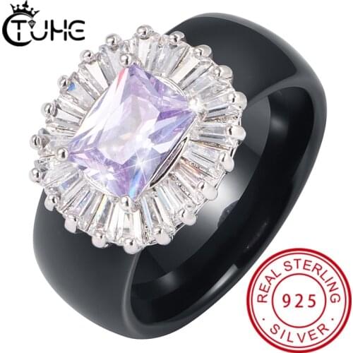 Light Blue Princess Square Rings Luxury Elegance Fashion Wedding Ring Aneis Rhinestone Jewelry Accessories Healthy Ceramic Rings