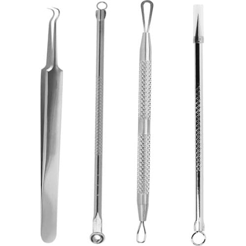 Stainless Steel Blackhead Comedone Acne Needle Remover Clip Pimple Spoon for Face Skin Care Pore Cleaner Needles Removal Tool