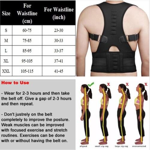 Adjustable Magnetic Posture Corrector Corset Back Brace Back Belt Lumbar Support Straight Corrector for Men Women S-XXL
