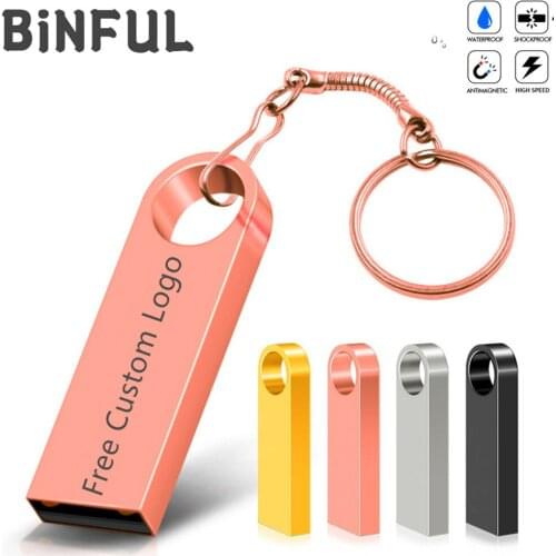 BiNFUL Pen Drive Metal Usb Flash Drive High Speed 2.0 Flash Drive 4G 8G 16G 32GB 64G 128G 256GB Pendrive Memory Stick Print Logo