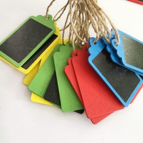 Mixed10pcs Mini Colorful Wooden Hanging Blackboard with String Chalkboard Luggage Label Message Board Hang Tags Office Supplies