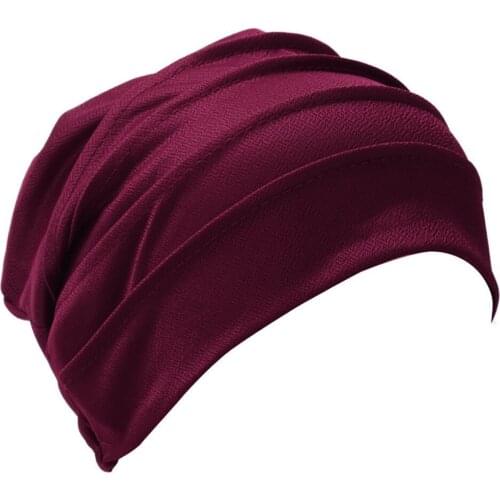 Muslim Ruffle Cancer Chemo Hat Beanie Scarf Turban Head Wrap Cap Women India Hats 2021 Solid Color Beanies Шляпа Женская