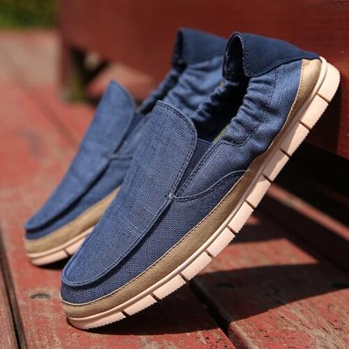 Mens Shoes Casual Ice Canvas Shoes For Men Loafers Non-slip Slip On Mens Flats Fashion Casual Walking Shoes New