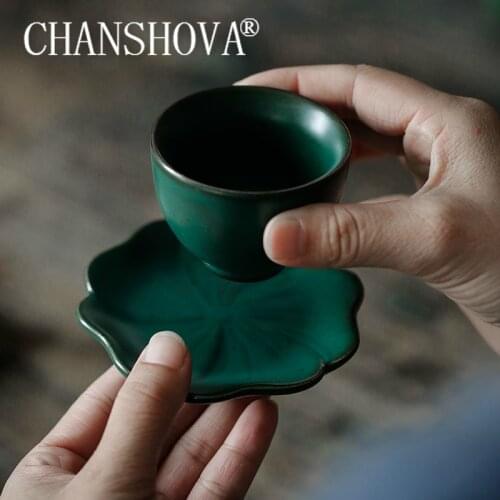 CHANSHOVA 45ml Chinese style Handmade Ceramic coffee cup saucer set tea cup set Drinking Utensils China pottery H417
