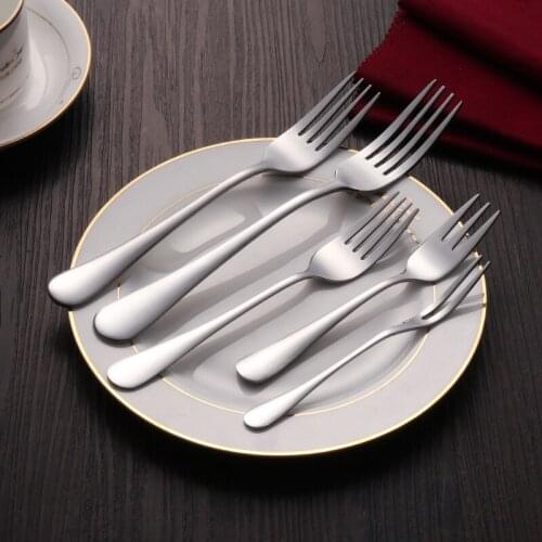 6pcs Stainless Steel Dinner Fork Dessert Fruit Forks Cake Salad Fork set Cutlery Restaurant Dinnerware Kitchen Flatware set