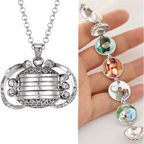New Memory Floating Locket Necklace Photo Pendants Angel Wings DIY Flash Album Box Locket Charms Magic 4 Photo Pendant Necklace