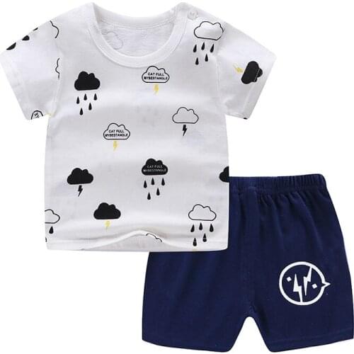 New Boys Girls Clothes Suits Newborn Fashion Pattern T-shirt Pants Sets Kids Cute Cotton Tracksuits