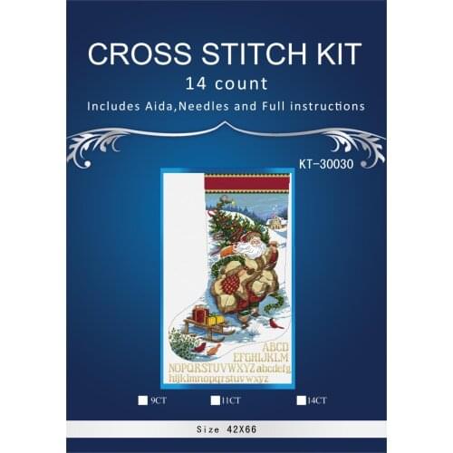 Oneroom Snow birds christmas sock Embroidery Crafts Needlework 14CT Unprinted Arts Cross Stitch Kits DMC DIY Quality 19