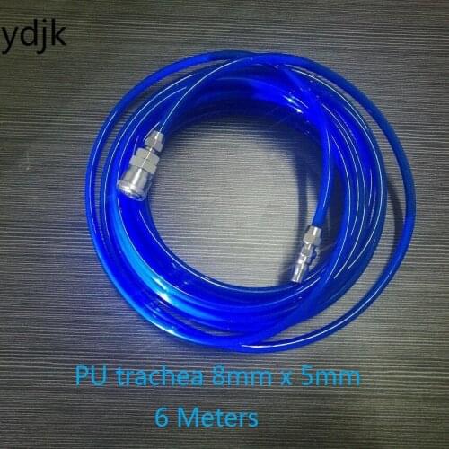 6Meters/lot Blue PU trachea 8mm x 5mm Polyurethane Air Compressor Hose Tube Flexible 8*5 MM Air Tool With Connector SP20+PP20