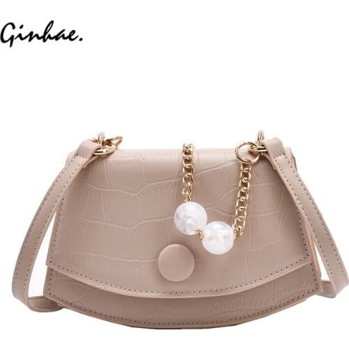 Transparent Beading Handbags Fashion Alligator Crossbody Bag For Women Elegant Small Square Bag Chains Shoulder Bag Purses