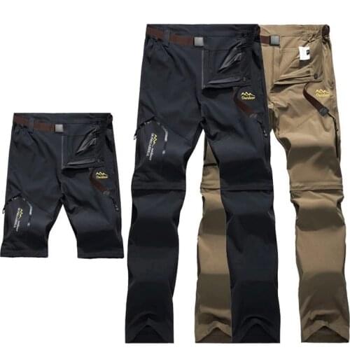 Mens Climbing Hiking Pants Trekking Stretch Summer Thin Waterproof Quick Dry Outdoor Removable Into Shorts Camping Trousers 6XL