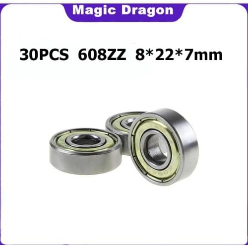Scooter Bearings 30pcs ABEC-5 608ZZ 8*22*7 mm Deep groove ball bearing 608 ball Bearing 608 2Z metal Sealed 608ZZ 8X22X7 mm