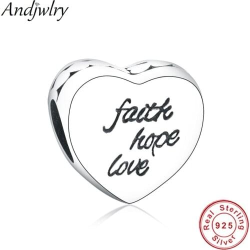 Fit Pandora Charms Bracelets 925 Silver Original Beads Faith Hope Love Heart Beads Heart Charms DIY Jewelry Women Berloque