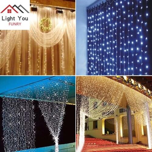 Curtain Light 600LED Light String Euro Regulation 220V 6*3 Meter Curtain Light String Indoor Outdoor Waterproof Decorative Light