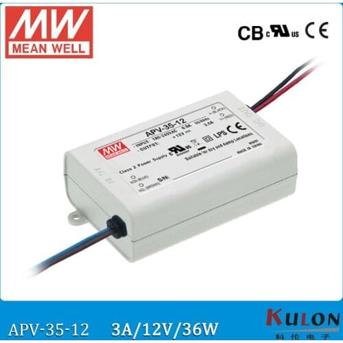 Free Shipping Meanwell LED driver APV-35 Single Output 5V 12V 15V 24V36V IP42 Lighting Transformers for LED Strip UL CB CE EMC