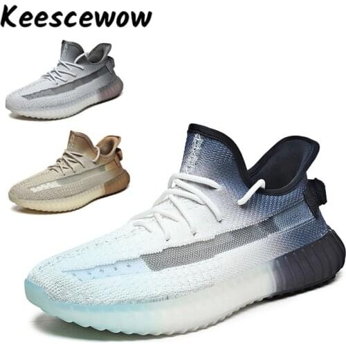 Mens Shoes, 2021 Summer New Flying Woven Gradient Color Shoes, Comfortable and Breathable Sports Shoes, Trendy Casual Shoes
