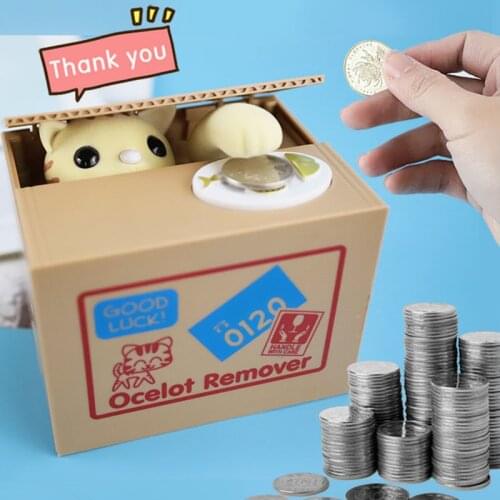 Magical Funny Cat Toy Money Boxes Automatic Stole Coin Saving Box Piggy Banks Thief Moneyboxes Piggy Banks Creative Kids Gifts