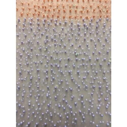 Embroidered Tulle Lace Fabric with plenty beads African French Lace Fabric JRB-10607 with High Quality