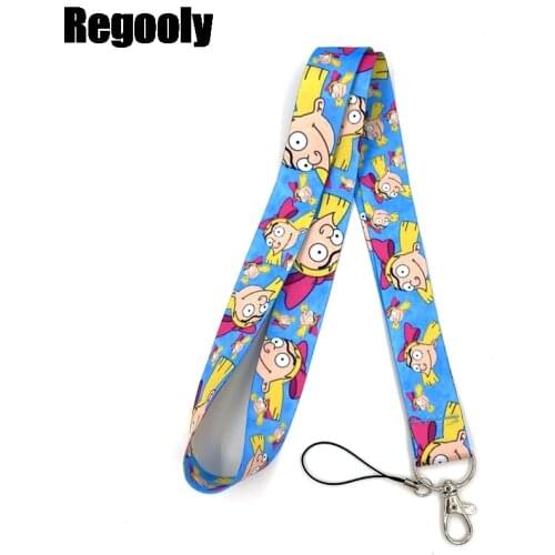 Funny Girl Cartoon Characters Keychain Lanyards Id Badge Holder ID Card Pass Gym Mobile Phone Badge Holder Key Strap webbings