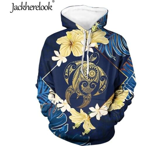 Jackherelook Autumn Winter Womens Top Harajuku Hawaiian Turtle Polynesian Tribal Pullover Thick Loose Women Hoodie Sweatshirt